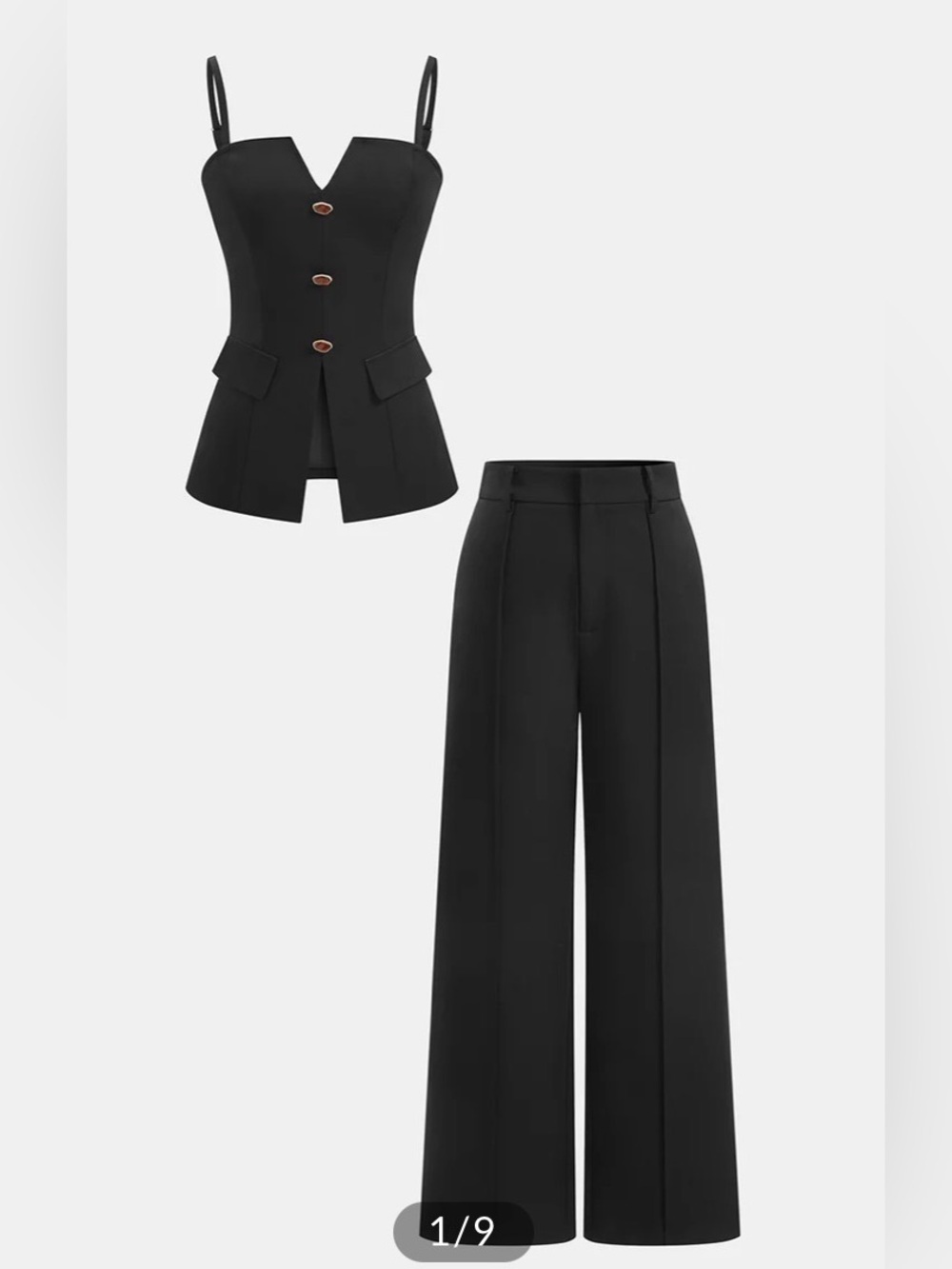 Commense Buttoned Cami top & wide leg pants set